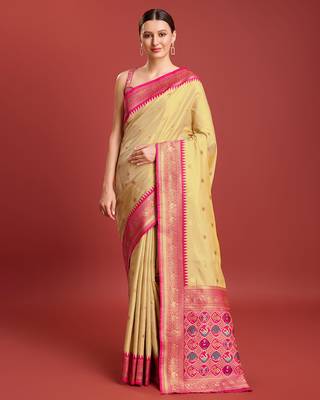Beige Patola Pallu Tissue silk blend Saree 1