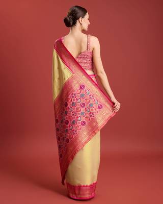 Beige Patola Pallu Tissue silk blend Saree 3