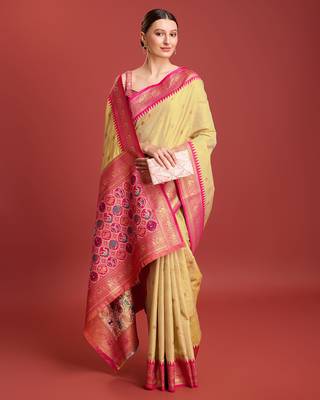 Beige Patola Pallu Tissue silk blend Saree 5