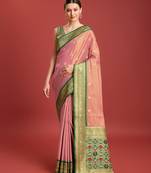 Rose Pink Patola Pallu Tissue Silk Blend Saree