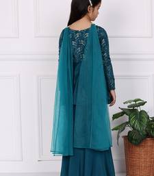 Ethnovog Ready To Wear Kids Girls Kid Girls Teal Green Embroidered Gharara Set