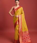 Mustard Color Patola Pallu Tissue Silk Blend Saree