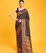 Dark Purple Color Banarasi Satin silk Saree Traditional Weaving With Zari Work