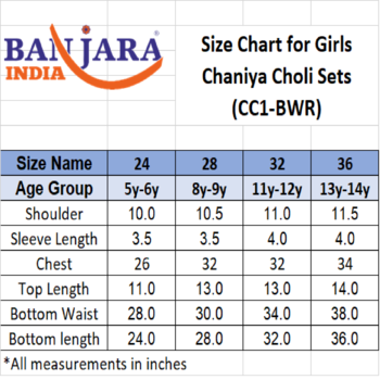 Banjara India Kutchi EmbroideOrangeGirls Chaniya Choli with Dupatta (CC1-BWR) - Orange 5