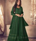 Green colour faux groegette embroidered salwar suits for women