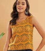 HALDI YELLOW MUGHAL KALAMKARI W/U TOP