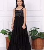 Ethnovog Ready To Wear Kids Girls Kid Girls Black Georgette Sequins Gown