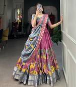 Multicolour Silk Kalamkari Printed Lehenga Choli