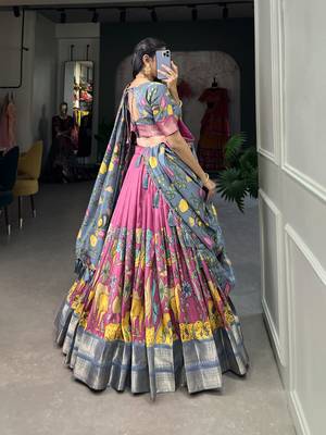 Multicolour Silk Kalamkari Printed Lehenga Choli  2