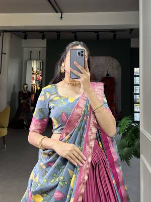 Multicolour Silk Kalamkari Printed Lehenga Choli  3