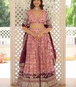 Light Pink Viscose Jacquard Embroidered Sequins lehenga Choli