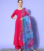 Fuschia long anarkali kurta set