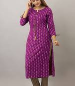 women's rayon printed straight kurta in purple