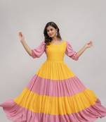 women's rayon solid anarkali kurta in pink