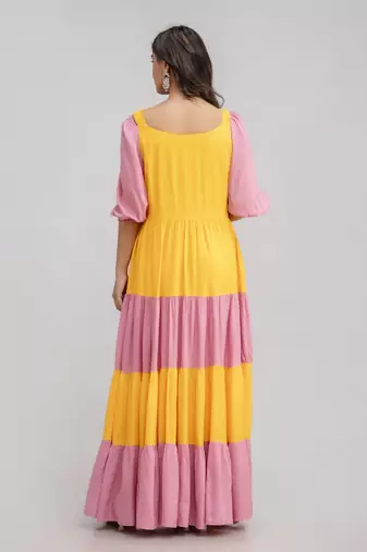 women's rayon solid anarkali kurta in pink