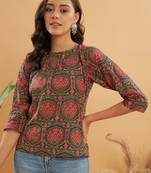 GREEN RED MUGHAL KALAMKARI TOP 