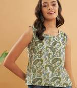 SAGE GREEN PAISLEY PRINT W/U TOP