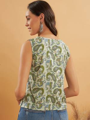SAGE GREEN PAISLEY PRINT W/U TOP 3