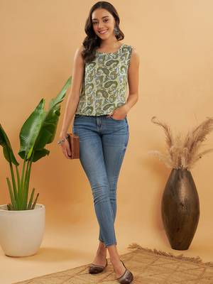 SAGE GREEN PAISLEY PRINT W/U TOP 5