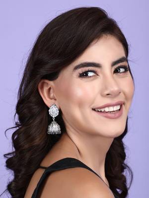 Classic oxidised grey earring set for women and girls 1