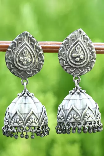 Classic oxidised grey earring set for women and girls