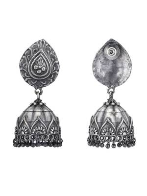 Classic oxidised grey earring set for women and girls 4
