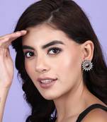 Elegant oxidised grey earring set for women and girls