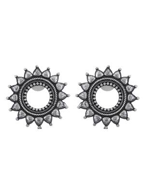 Elegant oxidised grey earring set for women and girls 3