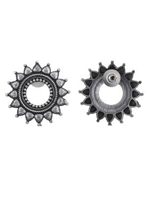 Elegant oxidised grey earring set for women and girls 4