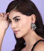 Classic oxidised red and grey earring set for women and girls