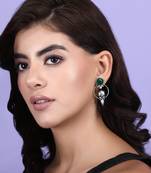 Elegant oxidised green earring set for women and girls