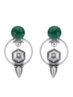 Elegant oxidised green earring set for women and girls 3