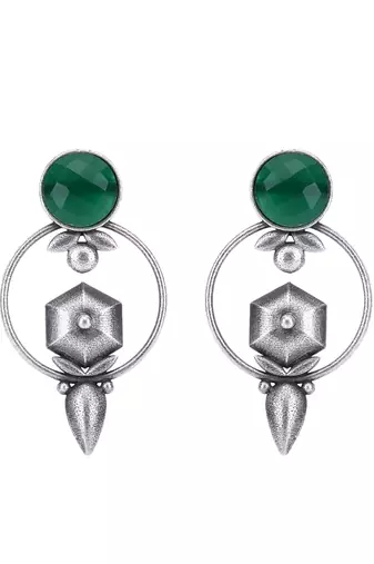 Elegant oxidised green earring set for women and girls