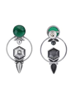 Elegant oxidised green earring set for women and girls 4