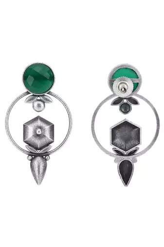 Elegant oxidised green earring set for women and girls
