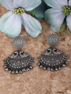 Classic oxidised grey earring set for women and girls 2