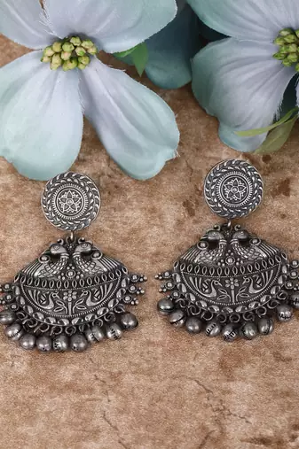 Classic oxidised grey earring set for women and girls