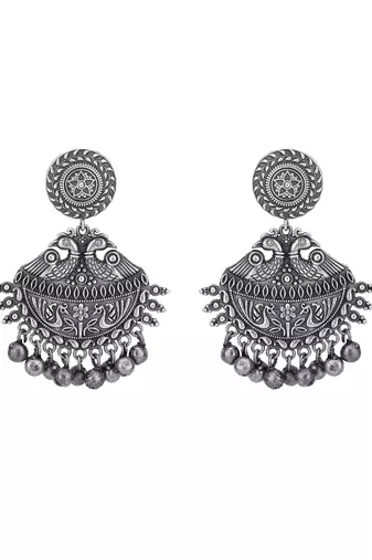 Classic oxidised grey earring set for women and girls