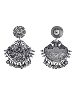 Classic oxidised grey earring set for women and girls 4