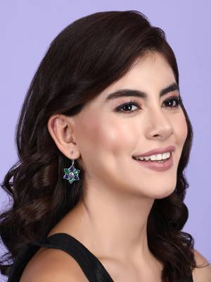 Elegant oxidised blue earring set for women and girls 1