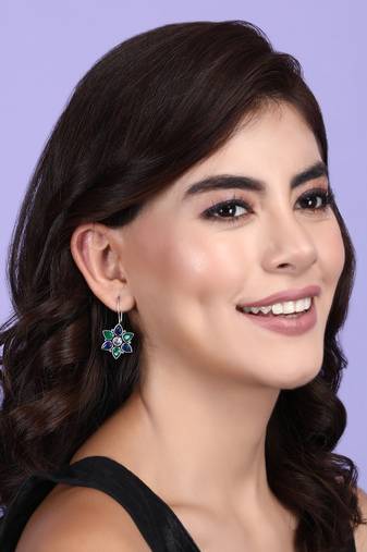 Elegant oxidised blue earring set for women and girls