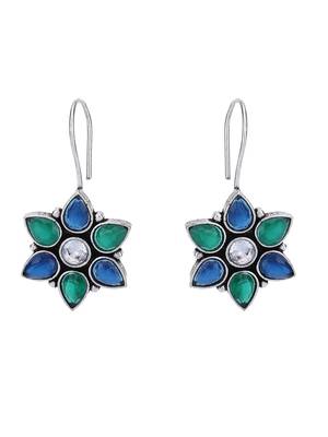 Elegant oxidised blue earring set for women and girls 3