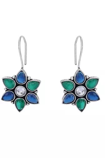 Elegant oxidised blue earring set for women and girls