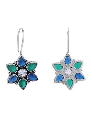 Elegant oxidised blue earring set for women and girls 4