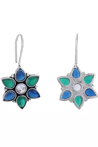 Elegant oxidised blue earring set for women and girls