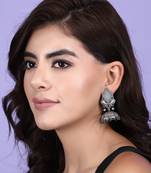 Classic oxidised red and grey earring set for women and girls