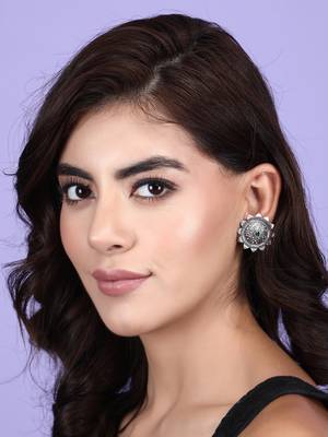 Elegant oxidised green and grey earring set for women and girls 1