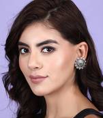 Elegant oxidised green and grey earring set for women and girls