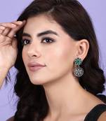 Elegant oxidised green and grey earring set for women and girls