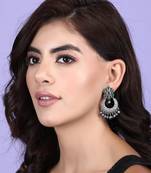 Elegant oxidised red and green earring set for women and girls